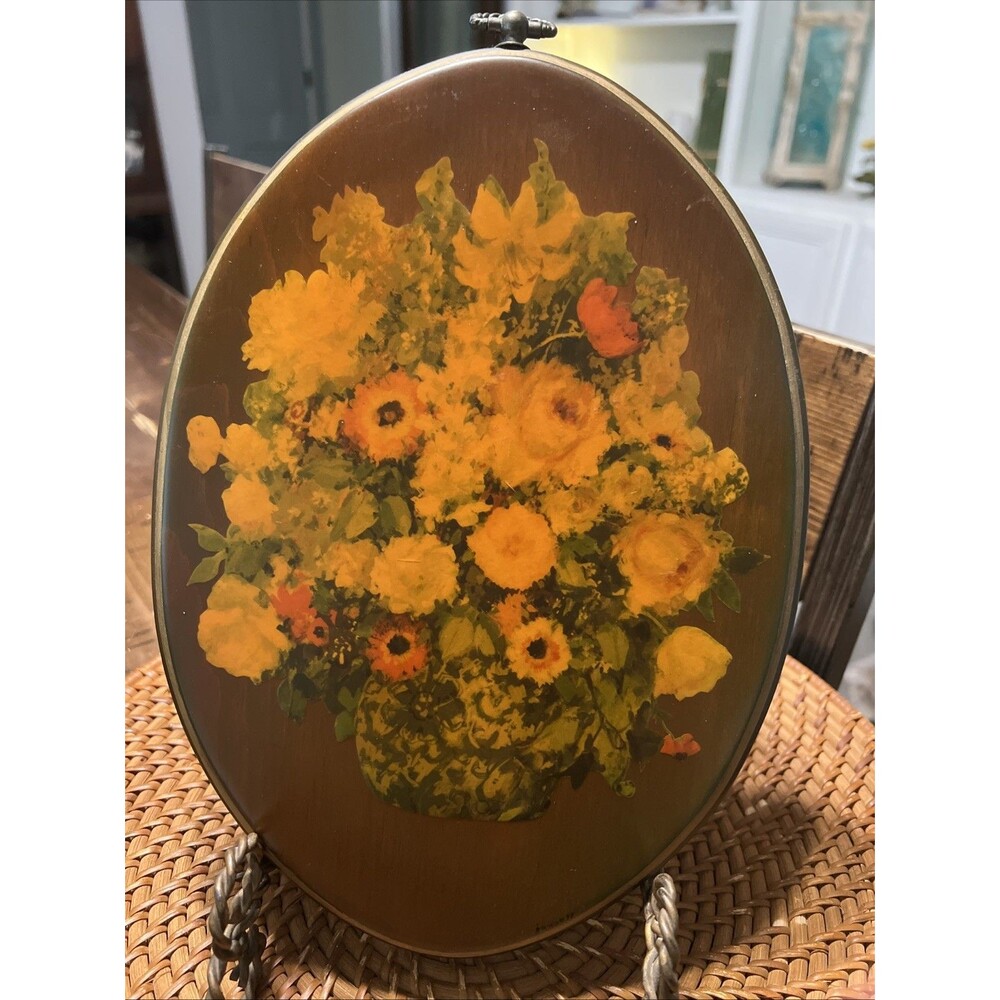 Vintage Wood  Hanging Wall Plaque Decoupage Floral Retro Granny Core Handmade